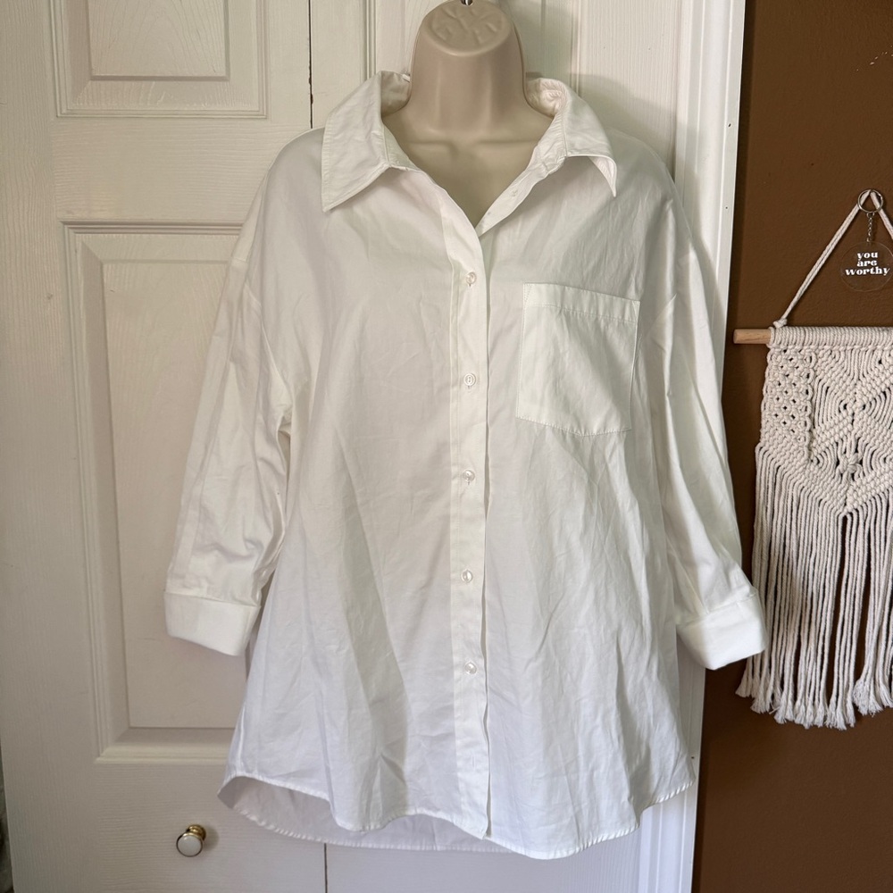 NWT Anine Bing Essie White Button Down Shirt / Oversized S